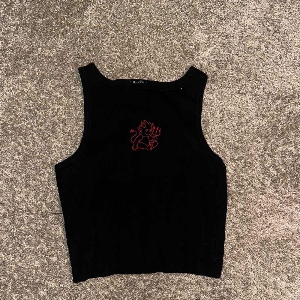 John Galt Black Tank Top with Red Graphic